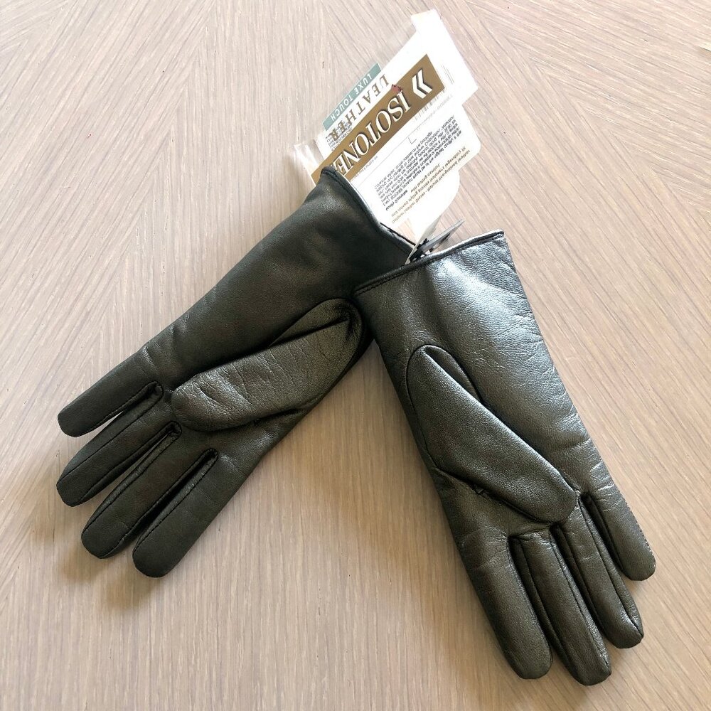 Isotoner Silver Leather Gloves, Size 6.5 - Picture 4 of 7